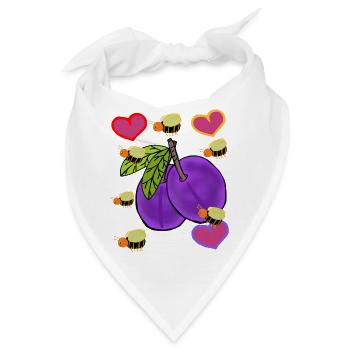 Pflaume  Pflaumen mit Bienchen-Herzen - Bandana - Weiß - Vorne