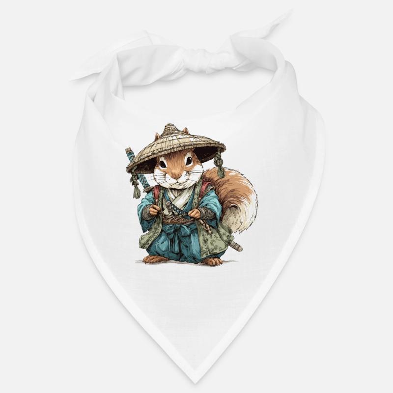 Eichhörnchen-Samurai im blauen Kimono Bandana