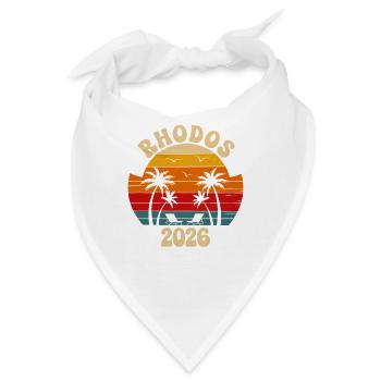 Rhodos 2026 Sonnenuntergang Palmen - Bandana - Weiß - Vorne
