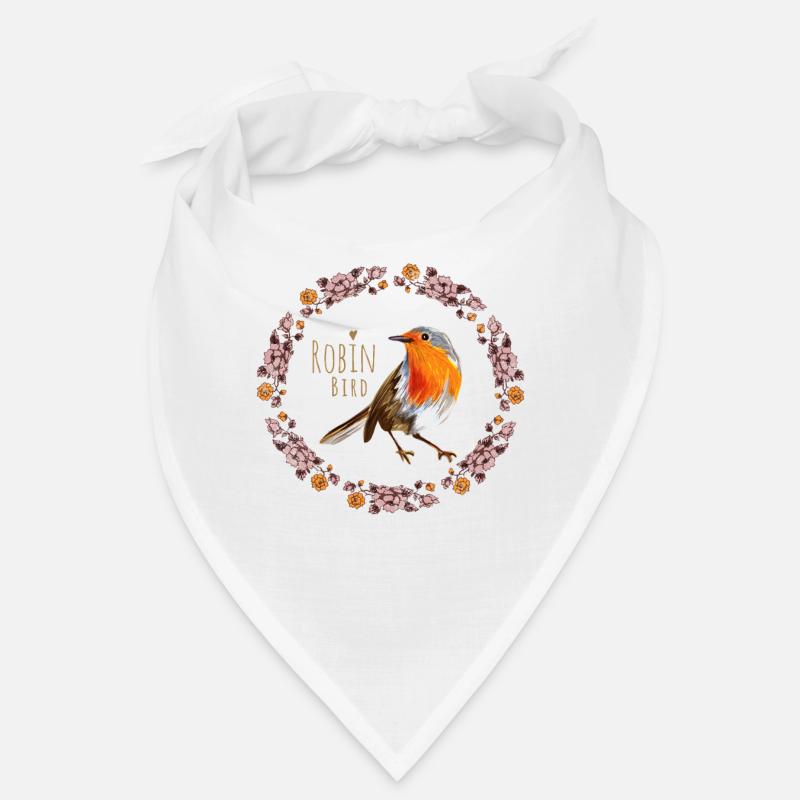 Rotkehlchen Vogel mit botanischen Blumen Design Bandana