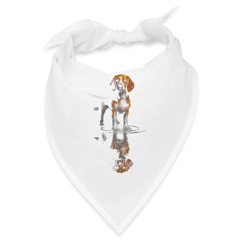 Beagle am Wasserspiegel - Bandana - Weiß - Vorne
