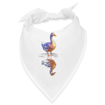 Wasserfarbene Ente am Teich - Bandana - Weiß - Vorne