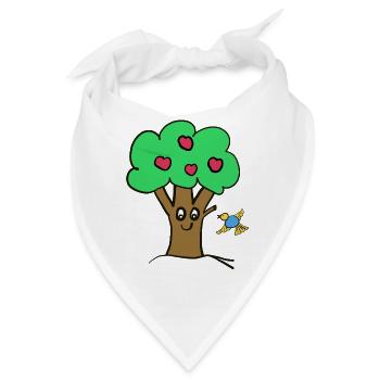 Apfelbaum Baum Natur  Vogel - Bandana - Weiß - Vorne