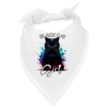 Grumpy Black Cat Mädchen Schwarze Katze - Bandana - Weiß - Vorne