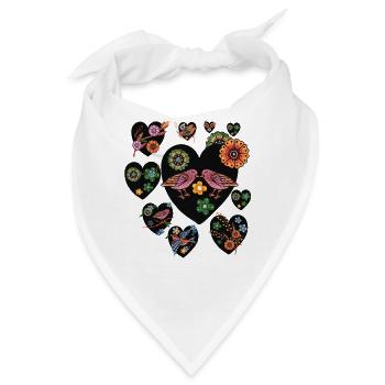 Love Birds Volkskunst - Bandana - Weiß - Vorne