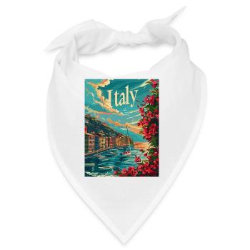  Italienische Küstenlandschaft mit Blumen und - Bandana - Weiß - Vorne