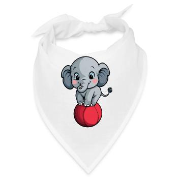 Balancierender Elefant auf rotem Ball - Bandana - Weiß - Vorne