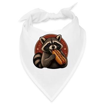 Waschbär-Genuss Hotdog Illustration - Bandana - Weiß - Vorne