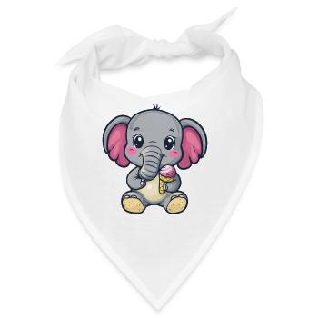 Kleiner Elefant genießt Eis - Bandana - Weiß - Vorne