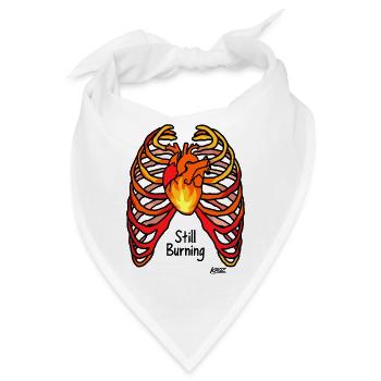 Feuer Herz im mit Rippen Tattoo Style - Bandana - Weiß - Vorne