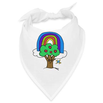 Regenbogen Apfelbaum Vogel Kinder - Bandana - Weiß - Vorne