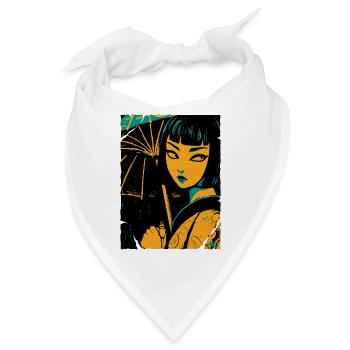 Geisha im Neonlicht - Bandana - Weiß - Vorne