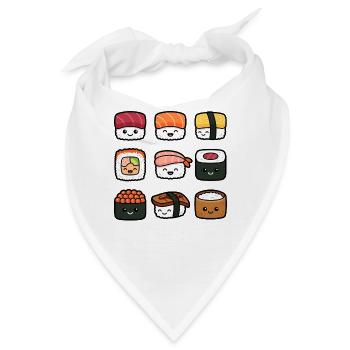 Sushi Lustiges japanisches Essen Sashimi Niedlich  - Bandana - Weiß - Vorne