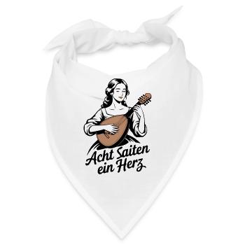 Mandoline Acht Saiten Ein Herz Musik - Bandana - Weiß - Vorne