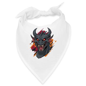 Drachenkopf mit Feuerakzenten - Bandana - Weiß - Vorne