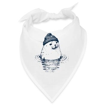 Robbe mit Mütze - Bandana - Weiß - Vorne