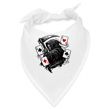 Sensenmann Poker Spieler Dark Fantasy Motiv - Bandana - Weiß - Vorne