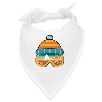 Ski Retro Vintage Wintersport Snowboard Skifahrer - Bandana - Weiß - Vorne
