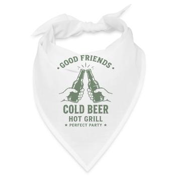 GOOD FRIENDS COLD BEER HOT GRILL Party - Bandana - Weiß - Vorne