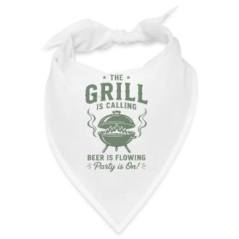 THE GRILL IS CALLING Beer Is Flowing BBQ - Bandana - Weiß - Vorne