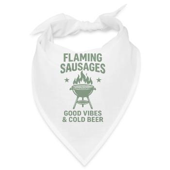 Flaming Sausages G Vibes and Cold Beer BBQ - Bandana - Weiß - Vorne
