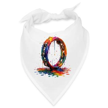 Tamburin mit tropfender Farbe - Bandana - Weiß - Vorne