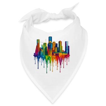Houston, Texas – Tropfende Farbe - Bandana - Weiß - Vorne