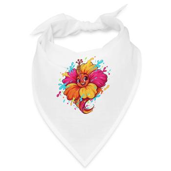 Kunterbunter Hibiskus-Karikatur - Bandana - Weiß - Vorne