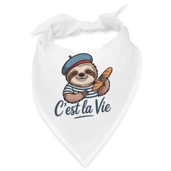 C’est La Vie Shirt mit Faultier Frankreich Urlaub - Bandana - Weiß - Vorne