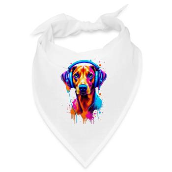 Magyar Viszla mit Kopfhörer - Bandana - Weiß - Vorne