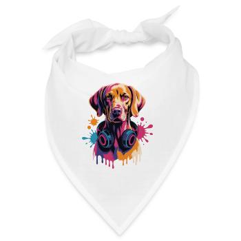 Magyar Viszla mit Kopfhörer - Bandana - Weiß - Vorne