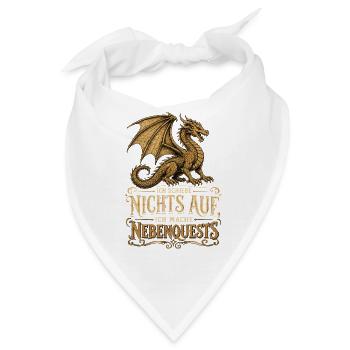 Nebenquests Drache Gamer Shirt - Bandana - Weiß - Vorne