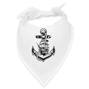  Maritimes Anker Motiv Mit Historischem - Bandana - Weiß - Vorne