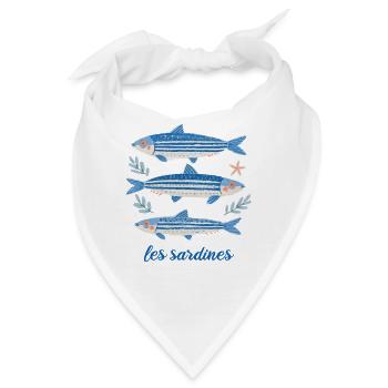 Les Sardines: mediterranes Fisch Design - Bandana - Weiß - Vorne