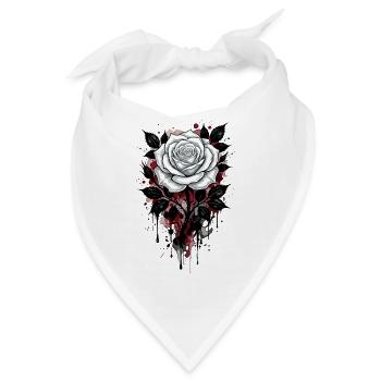 Rose, Weiße Rose, Rose & Blumen - Bandana - Weiß - Vorne
