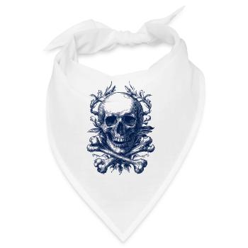 Floraler Totenschädel – Dunkle Schönheit - Bandana - Weiß - Vorne