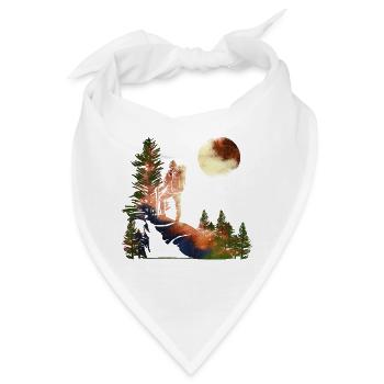 wandern, wanderlust, nachtwandern, mondschein, - Bandana - Weiß - Vorne