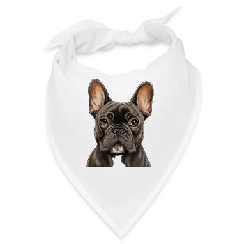 Französischer Bulldog Porträt Cartoon - Bandana - Weiß - Vorne