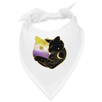 Nonbinäre Katze Celestial Heart LGBT Pride Flagge - Bandana - Weiß - Vorne