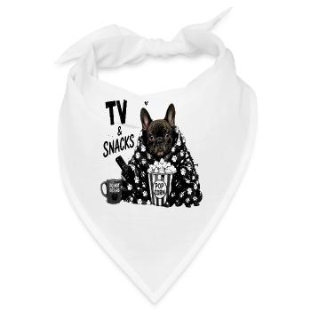  TV And Snacks Französische Bulldogge Popcorn Do - Bandana - Weiß - Vorne
