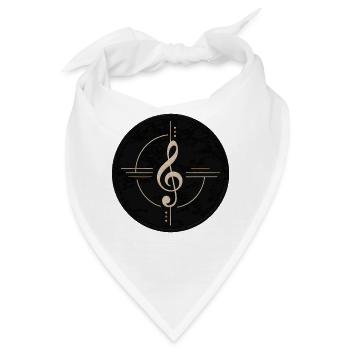 Goldener Notenschlüssel auf Schwarz - Bandana - Weiß - Vorne