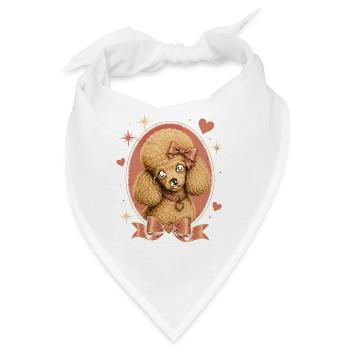 Rosa Pudel mit Schleife - Bandana - Weiß - Vorne