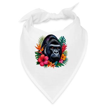 Gorilla mit Blumenpracht - Bandana - Weiß - Vorne