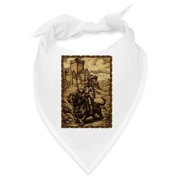 Mittelalterlicher Ritter auf Dackel Ren Faire - Bandana - Weiß - Vorne