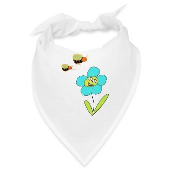 Fröhliche Blaue Blume Insekt Bienen - Bandana - Weiß - Vorne