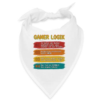 Gamer Logik Spruchband - Bandana - Weiß - Vorne