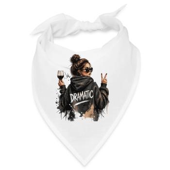  Dramatic Girl mit Wein und Peace Zeichen für - Bandana - Weiß - Vorne