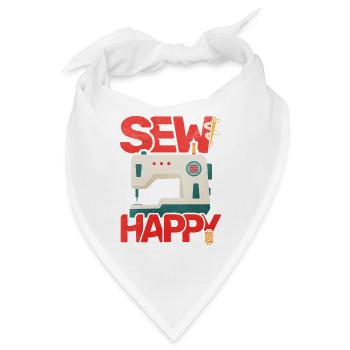 Sew Happy – Nähen macht glücklich - Bandana - Weiß - Vorne