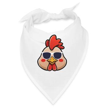 Cooles Huhn mit Sonnenbrille Witziges Bauernhoftier - Bandana - Weiß - Vorne