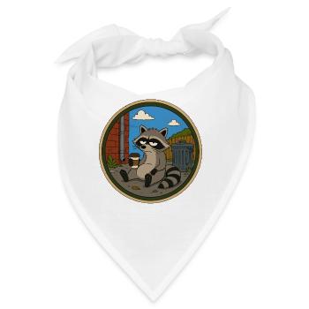 Waschbär in der Kaffeepause - Bandana - Weiß - Vorne